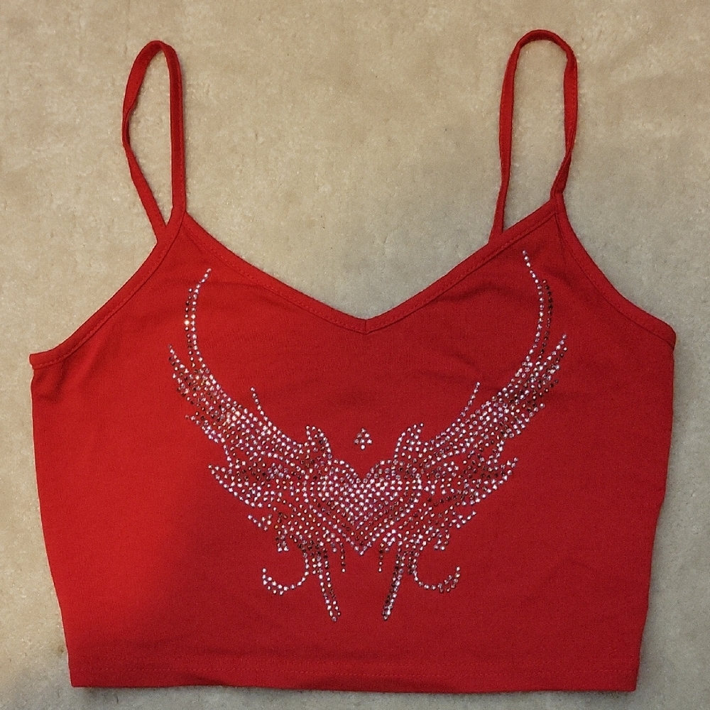 SHEIN Vibrant Red Crop Tank Top